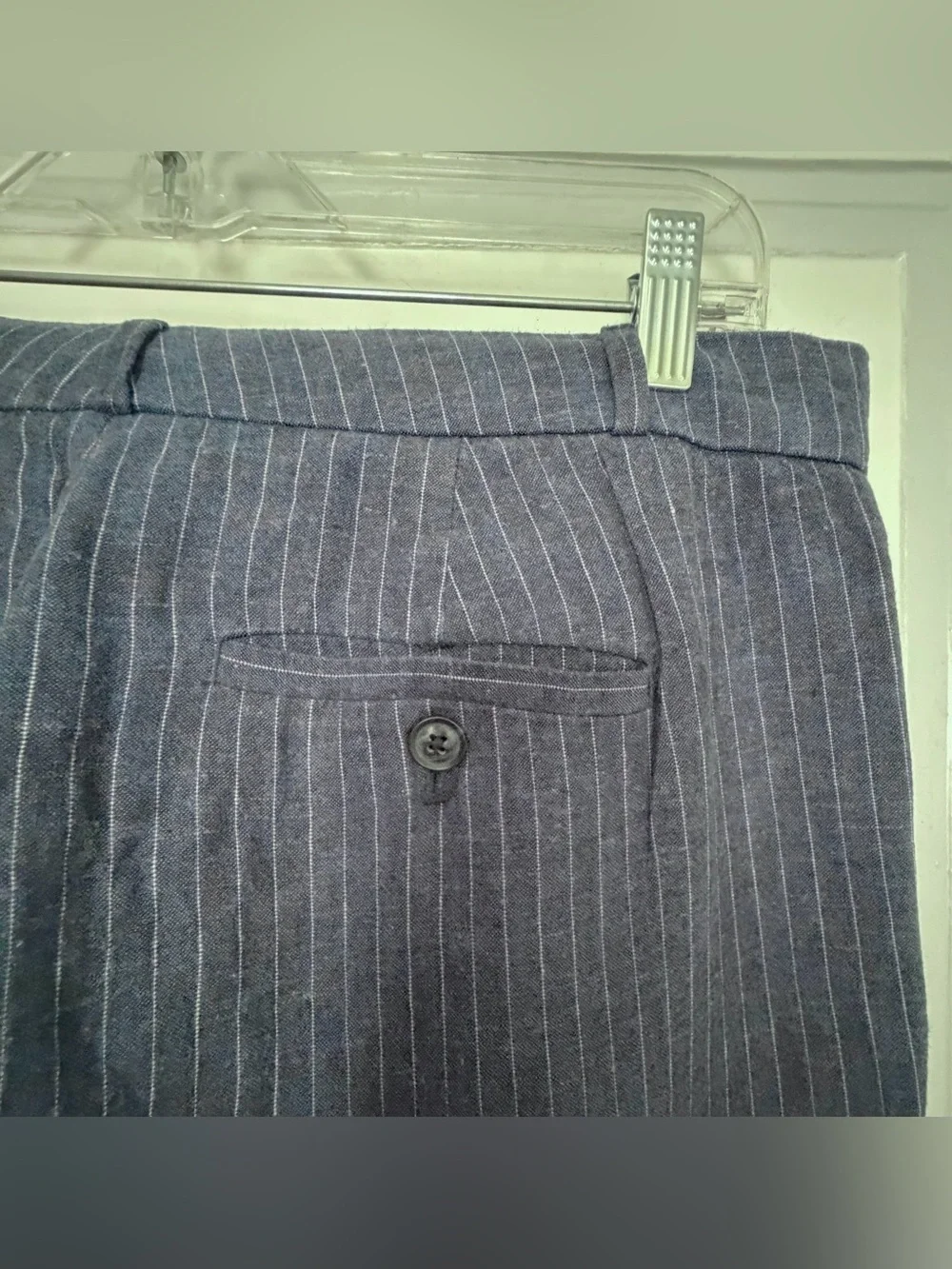 Banana Republic Navy Pinstripe Linen Dress Pants